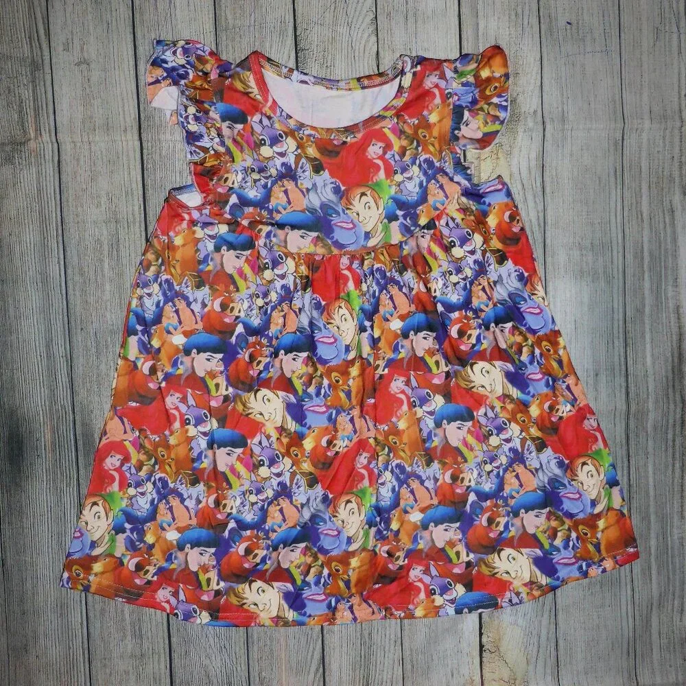 Boutique Girls Cartoon Characters Sleeveless Dress